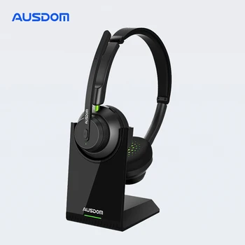 Voipfocus A2304 Connect 2 UC Bluetooth 5.1 헤드폰 AI 스테레오 마이크 무선 50h 이어폰 헤드셋, 동글 충전기 스탠드 사무실 지원 