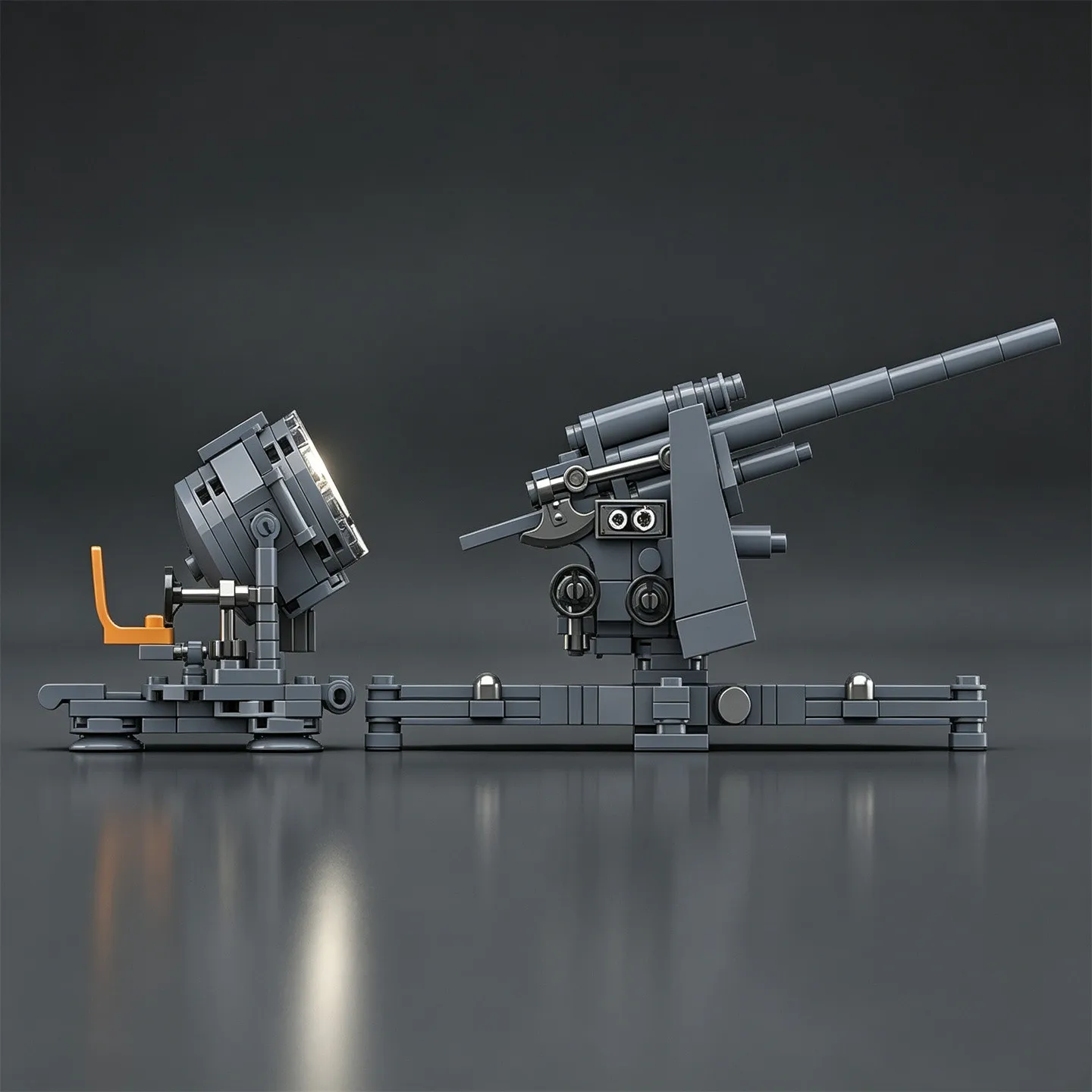 SW36 60cm Searchlight / Flak 37 8.8cm Anti-Aircraft Gun Building Block Set—1:35 Scale Model Toy Display Piece Gift