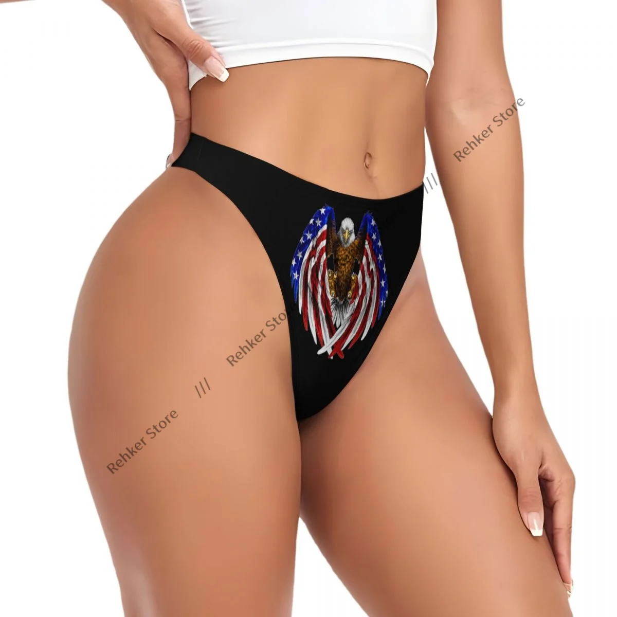 

Sexy G-string Thongs Women Panties Eagle American Flag Print Underwear Lingerie Tanga