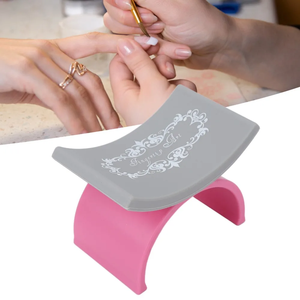 Soft Silicone Manicure Hand Rest Holder Pink or Black Nail Hand Rest Detachable Portable U Shaped Hand Pillow Nails Art DIY