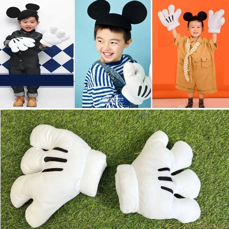 

New Arrival Disney Mickey Mouse Plush Gloves Big Paw Gloves Cosplay Mickey White Gloves Performance Toy Doll Accessories Gifts