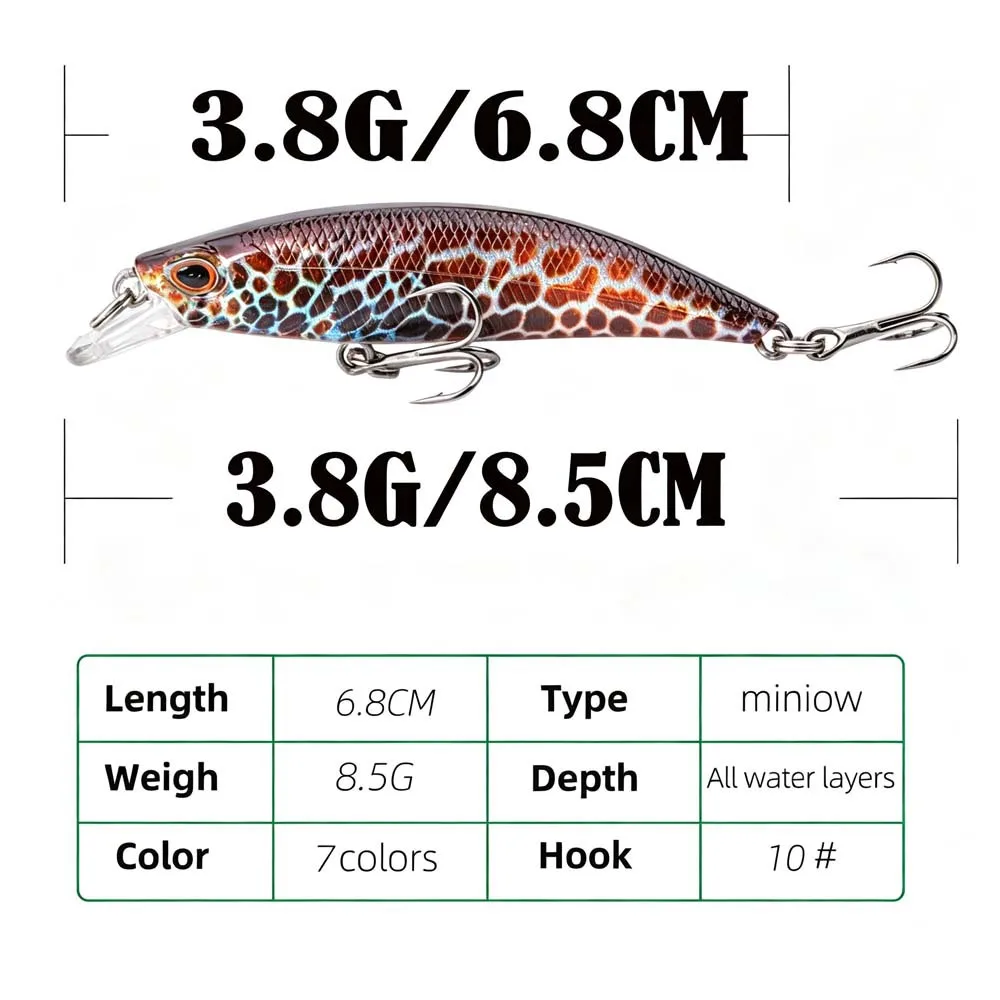 2026 New Product Lure Painting VU Thermal Printing Submerged Minnow Fishing Lure 3.8G/6.8CM Lead Block Sound Bead Hard Lure