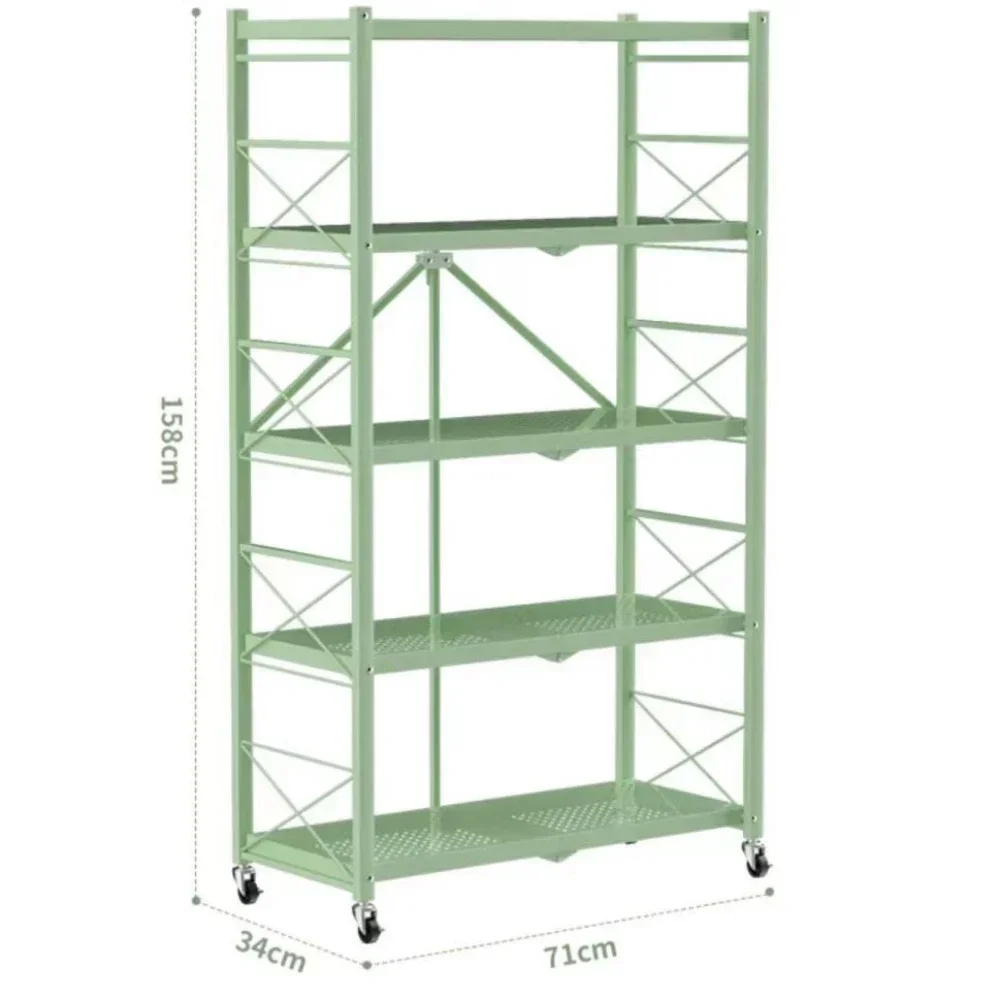 Foldable Storage Rack Portable Kitchen Iron Frame Movable Multilayer Bookshelf Simple Balcony Flower Stand Living Room Shelves image 6