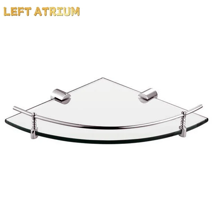 Modern Bathroom Accessories Products Solid Brass Chrome Finished corner Glass shelf GB012G-2
