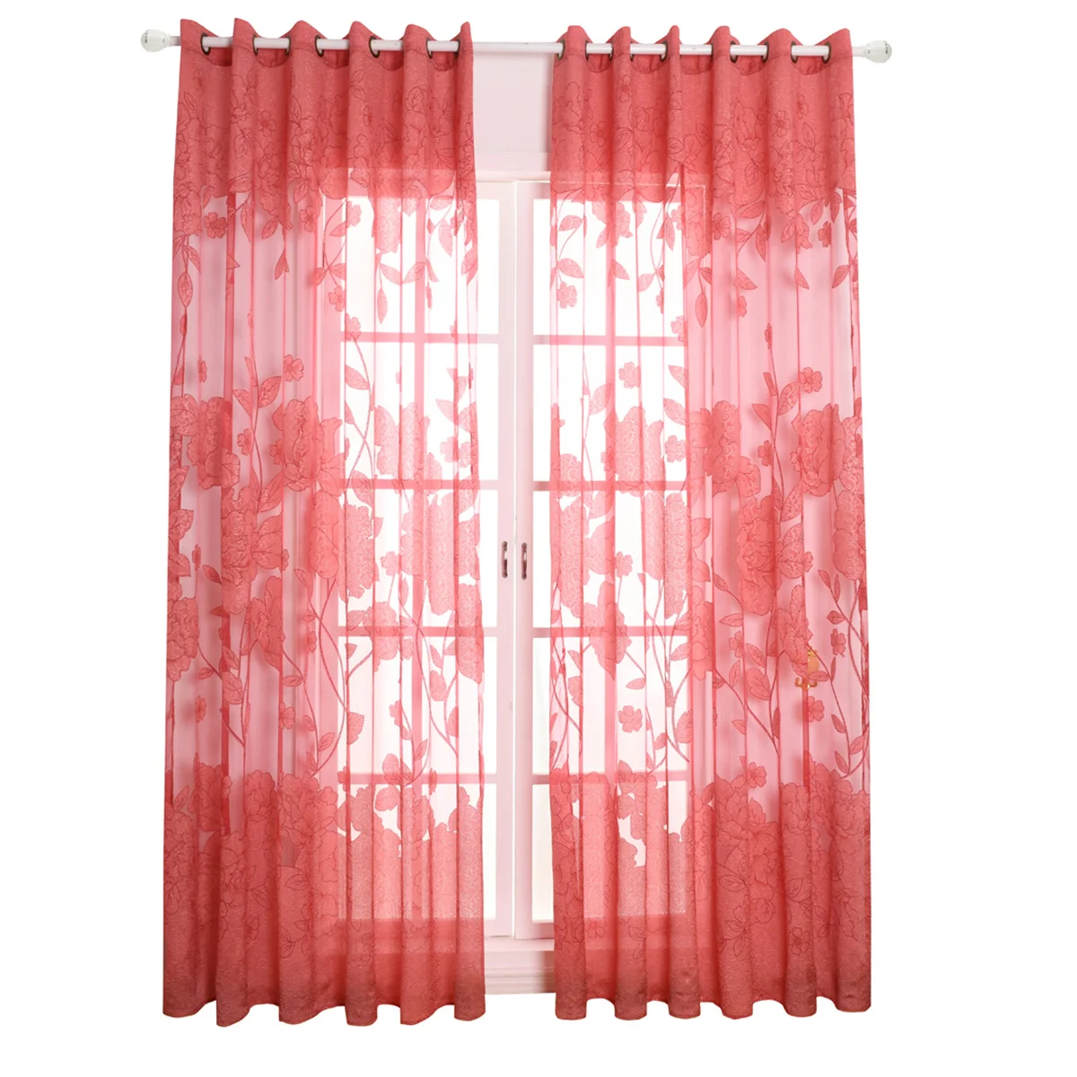 1 قطعة ستائر الجاكار 100*270 سنتيمتر قسط البوليستر زهرة طباعة شير نافذة الستار لغرفة ديكور وشاح الباب نافذة الستائر