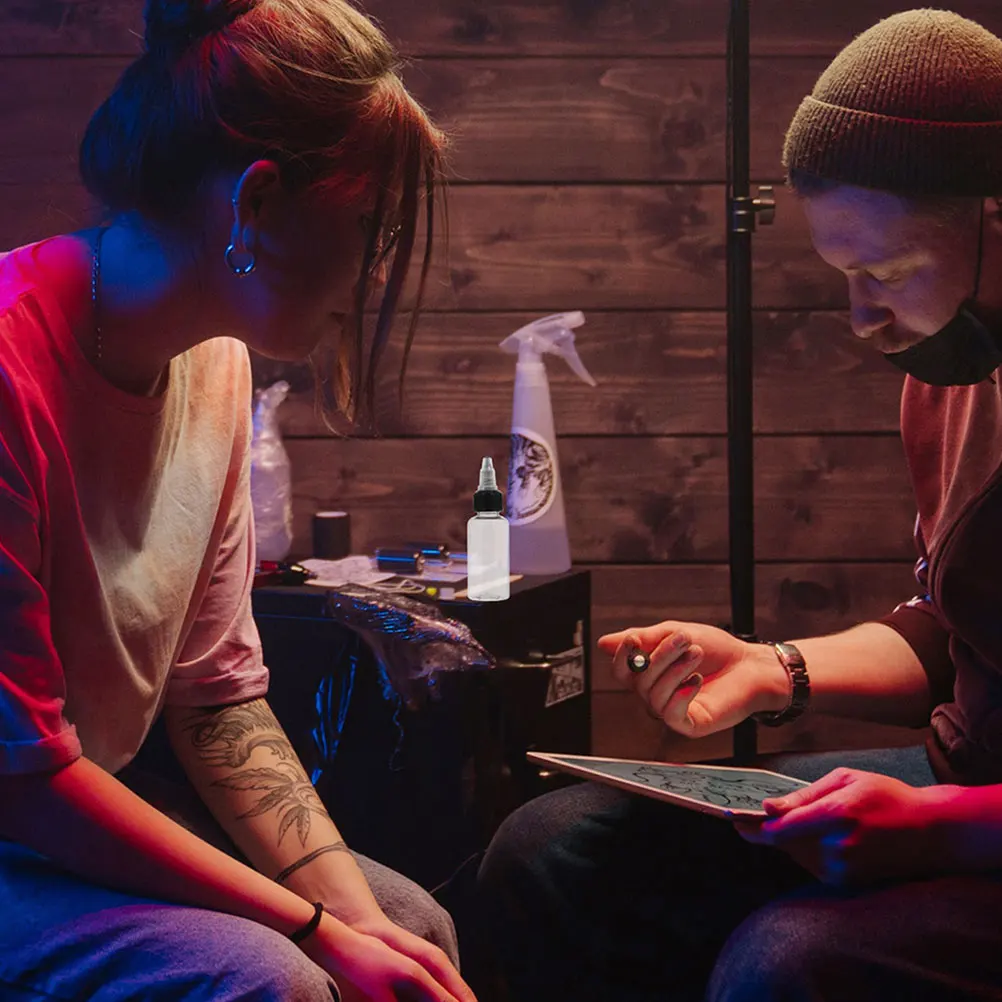 Bottiglie da spremere rotanti trasparenti da 30 pezzi Bottiglie di pigmenti di colla riutilizzabili per animali domestici durevoli per l'erogazione di liquidi di inchiostro Artigianato per tatuaggi