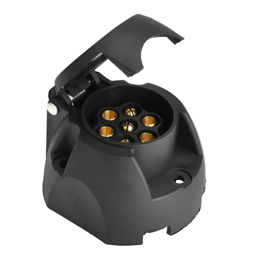 

7 Pin Trailer Socket, Waterproof Round Caravan Plug, 12V Heavy Duty Truck Connector, for Semi Trailer RV Towing