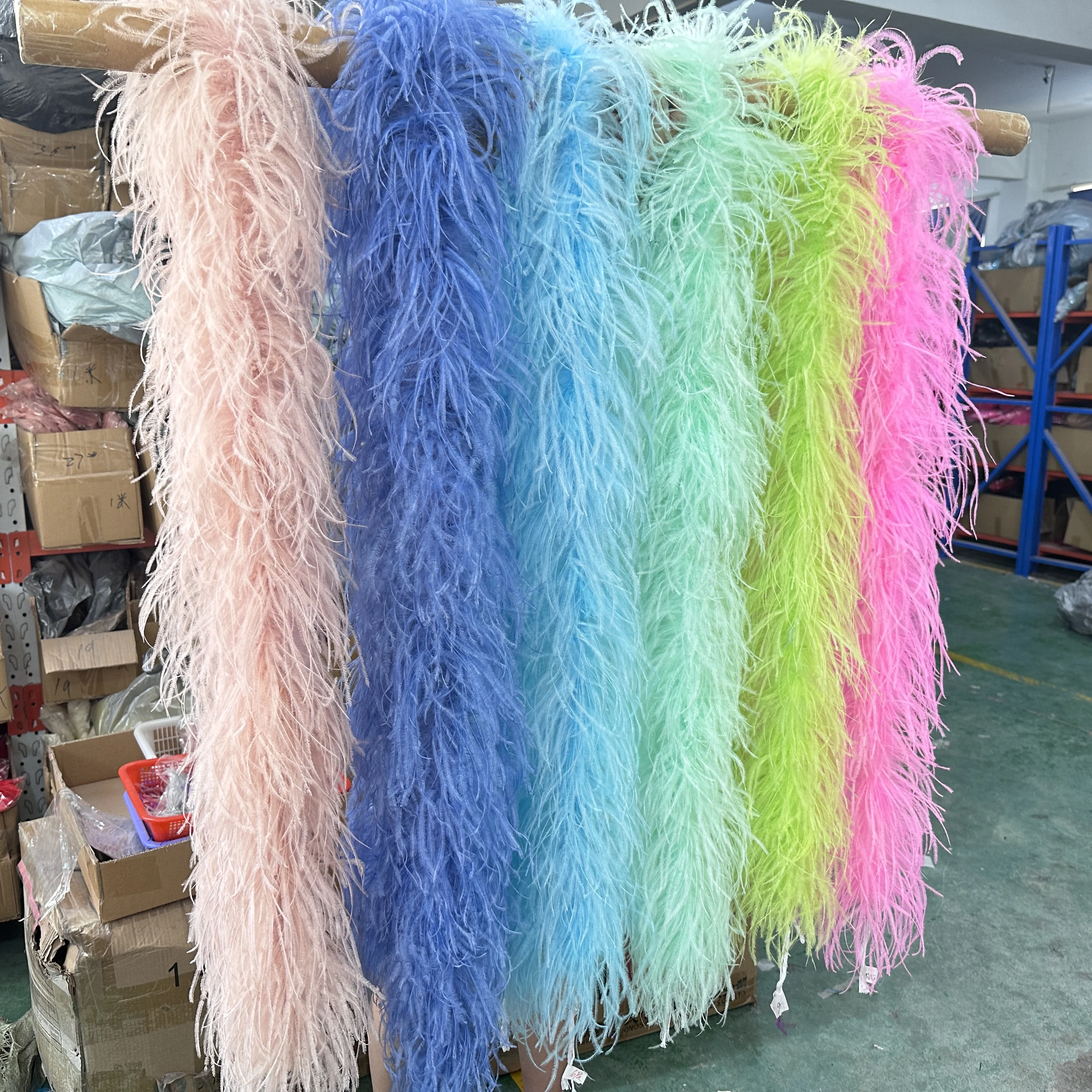 

6Ply Thick Dyed Ostrich Feathers Boa Trims 0.5/1/1.3/2/3Meter Plumes Shawl for Wedding Party Clothing Decoration Sewing Crafts