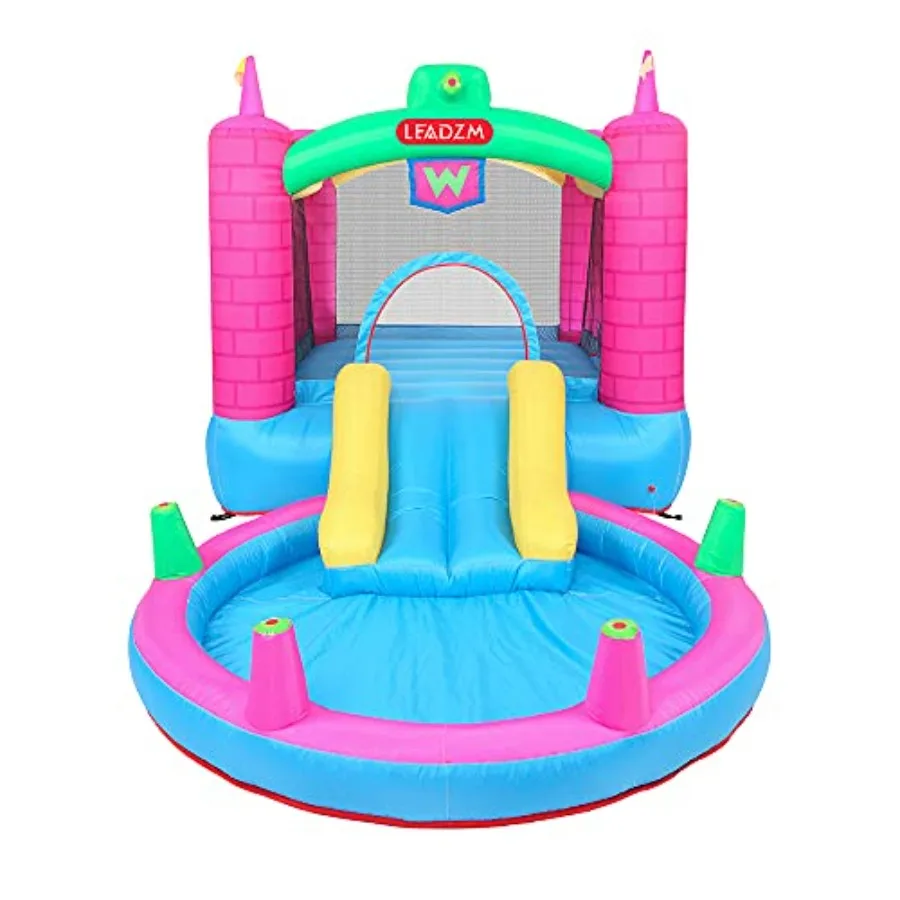 Inflatable Bounce House 3 in 1 Climbing Wall Large Jumping Area Bouncy House for Boys or Girls Including Carry Bag with 350W Ai