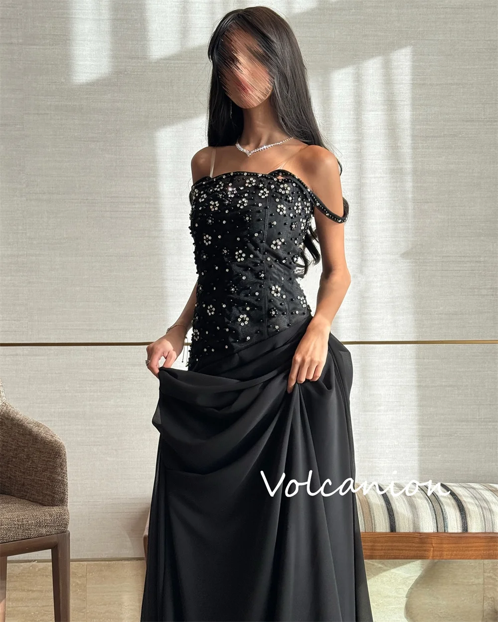 تخصيص جودة عالية جيرسي لؤلؤة الطية ألف خط شير الأشرطة فساتين طويلة مناسبة مخصصة الطراز الحديث