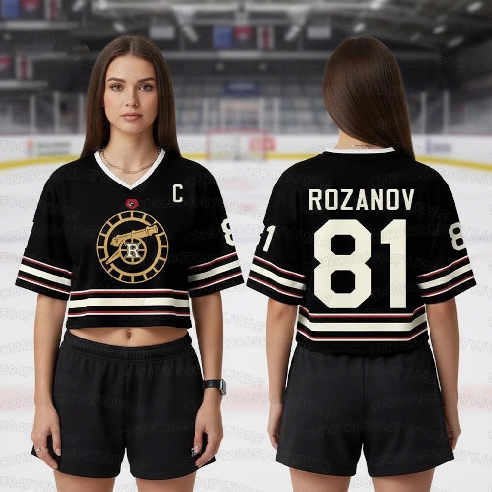 Summer Women's Heated Rivalry Rozanov HOLLANDER Crop Top Football Jersey Short Sleeve Crop T-shirt Tops