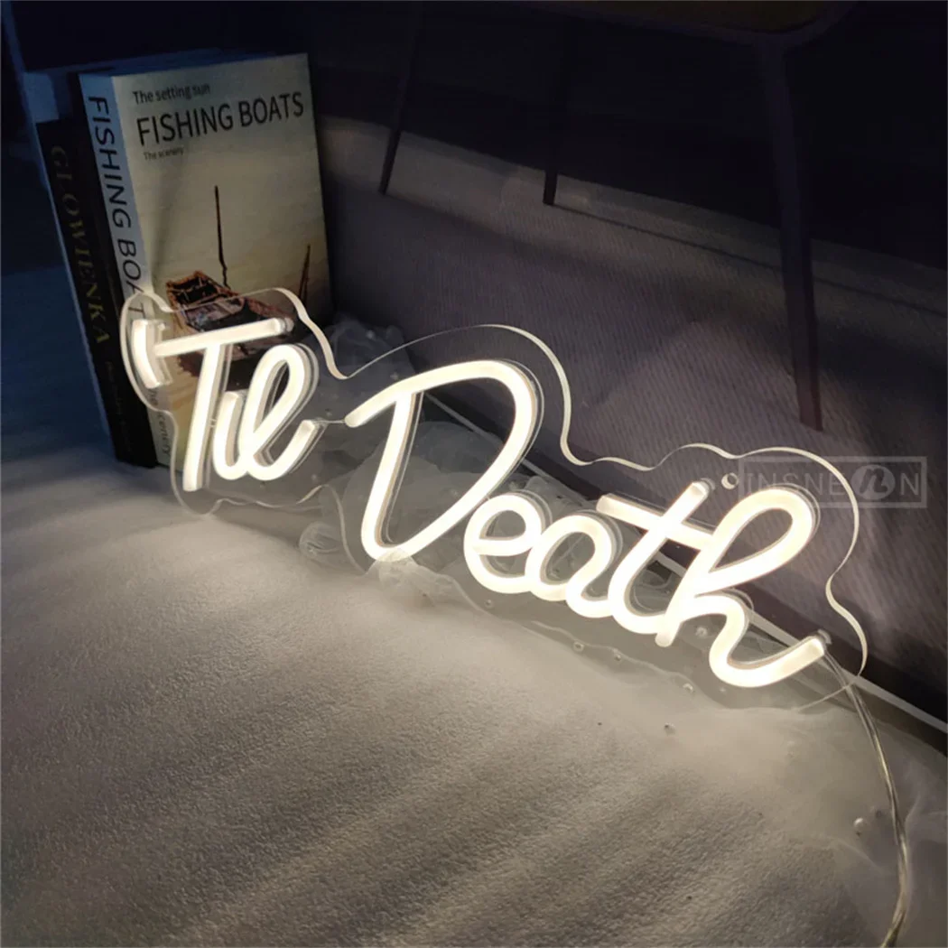 Imagem -03 - Neon Sign Light para Decoração de Parede Til Death Birthday Party Bar Club Decor Lâmpada Led Quarto Quarto Adaptador 12v