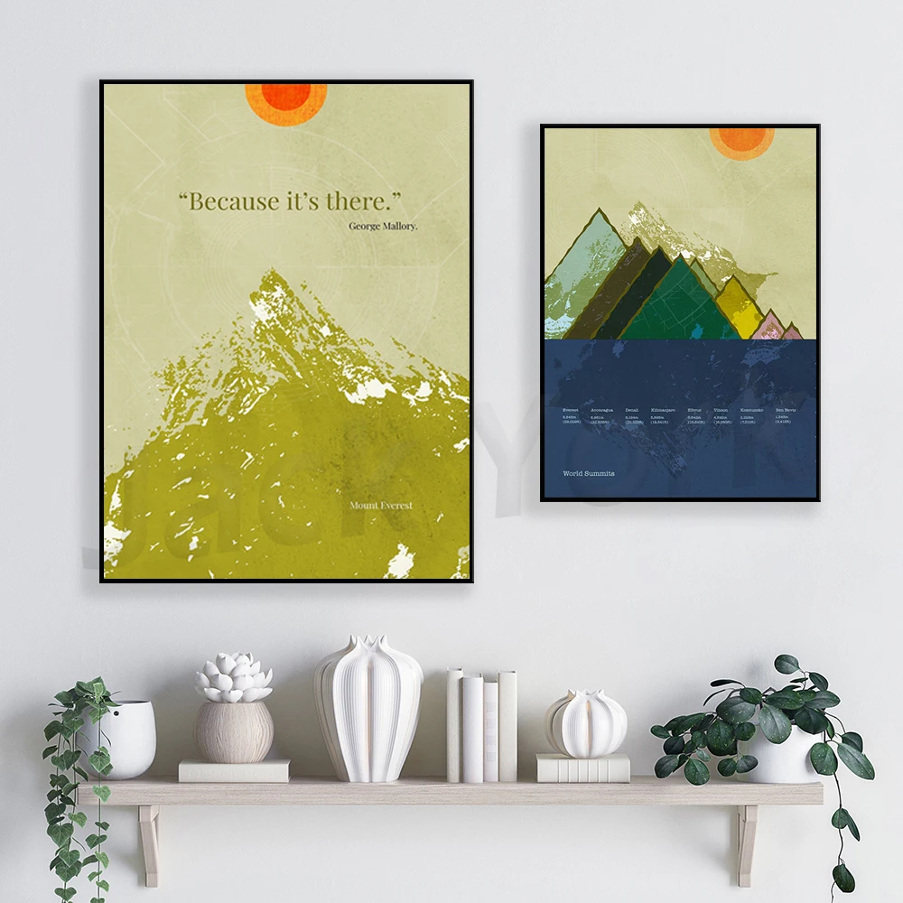 Mountain Everest Quote Print - Mountain Elevation Print - Gift illustration for climbers and mountaineers.