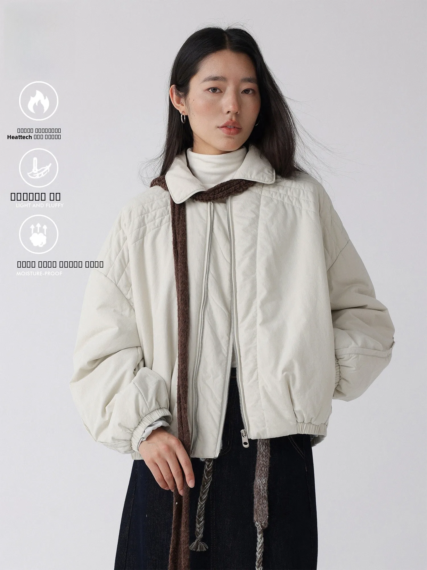 

LowCalorie Short Sherpa Cotton Jacket Thick Winter Coat Pure Color Commute Style Zipper Sleeve Regular Lengthened Outerwear