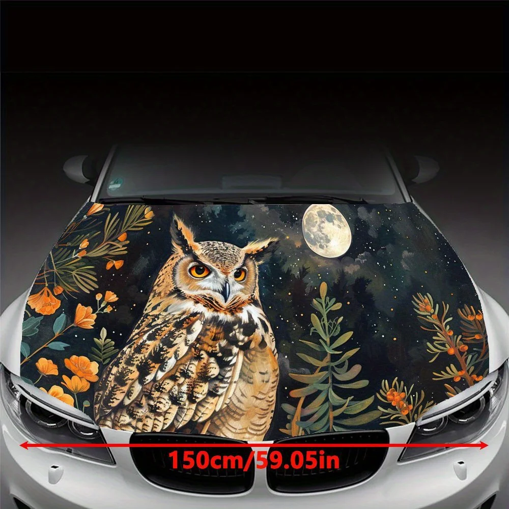 Owl Car Hood Sticker in The Moonlight, PVC Waterproof Self-adhesive Scratch-resistant Body Film, Special for Trucks and Cars, Ca