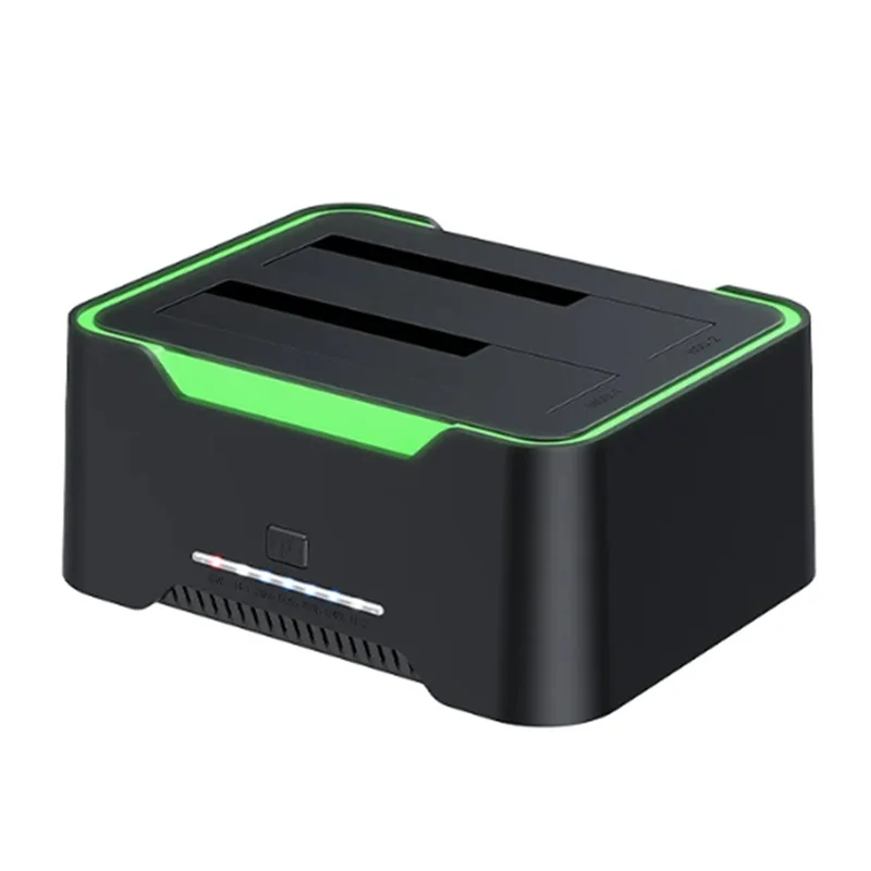 per custodia per disco rigido RGB USB 3.0, base HDD/SSD SATA 2.5/3.5 con funzione di copia offline, nera