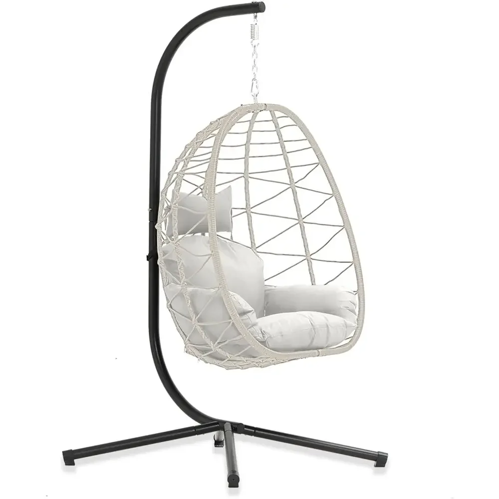 UV-Resistant Wicker Nest Swing Chair with Removable Cushion for Indoor & Outdoor Use