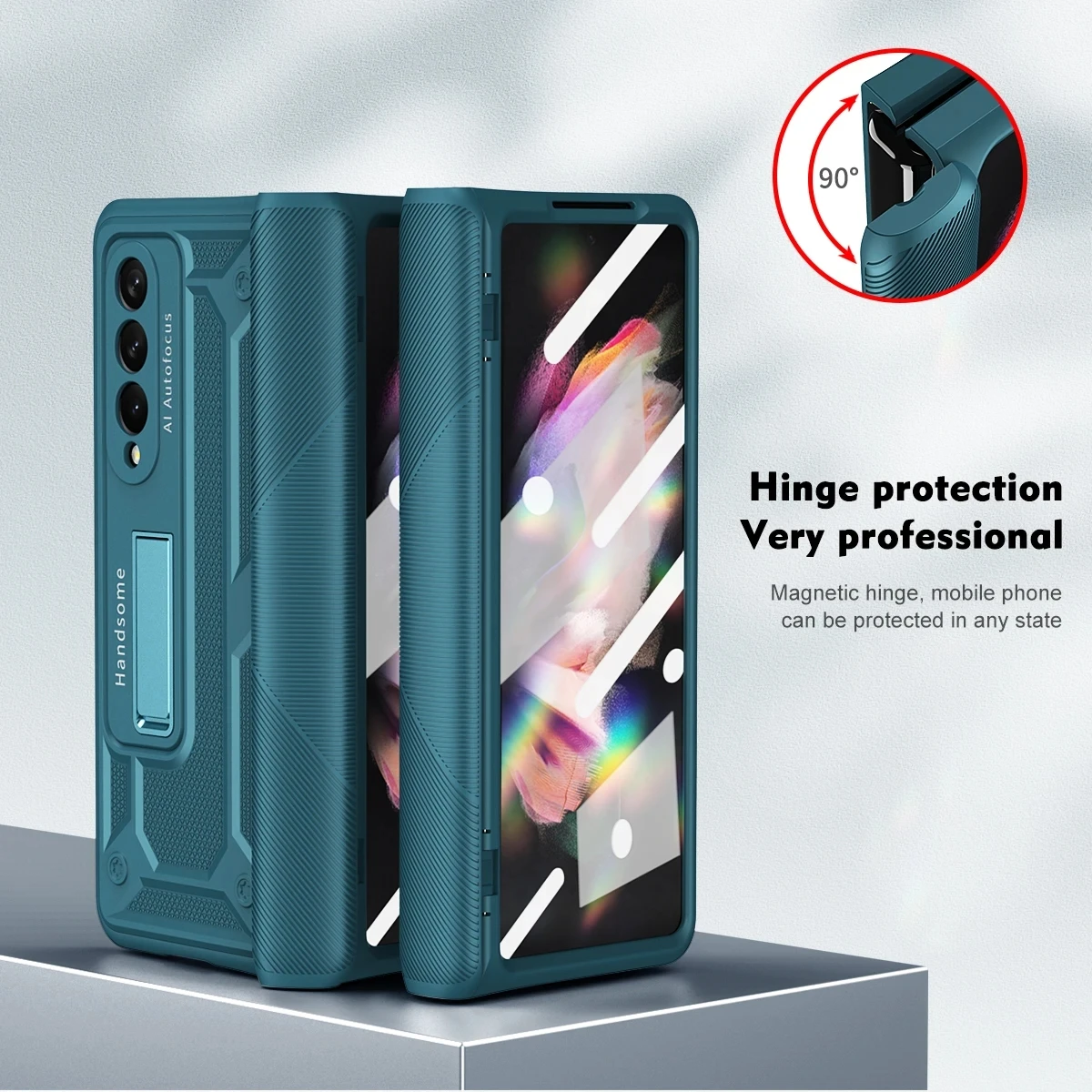 Solid color hinged folding case for Samsung fold5 4 phone case Samsung W21 fold3 2 Iron Armor all-inclusive shell