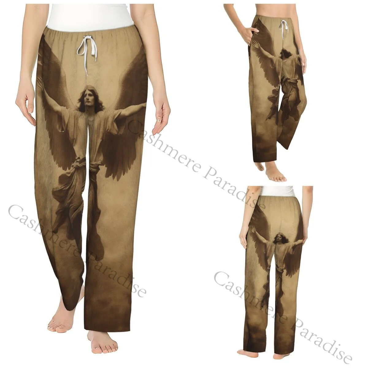 

Vintage Baroque Angel Women Sleep Pants Warm Flannel Lounge Pants for Winter Nights