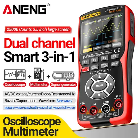 Digital Handheld Battery Multimeter Waveform Output 2 Channel 50MHZ Automotive Oscilloscope Multimeter for Car Electrical Repair