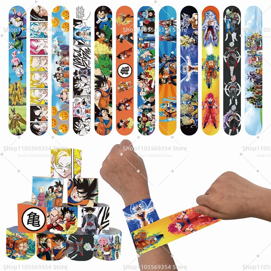 12/24/36 pulseras de golpeo Dragon Ball, regalos para fiestas, rellenos para bolsas de regalo, pulseras a presión, artículos para fiestas de cumpleaños