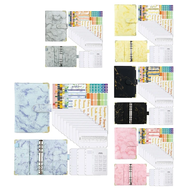 A6 Budget Binder With Cash Envelopes, PU Leather Notebook Binder With 12 PCS A6 Binder Pockets