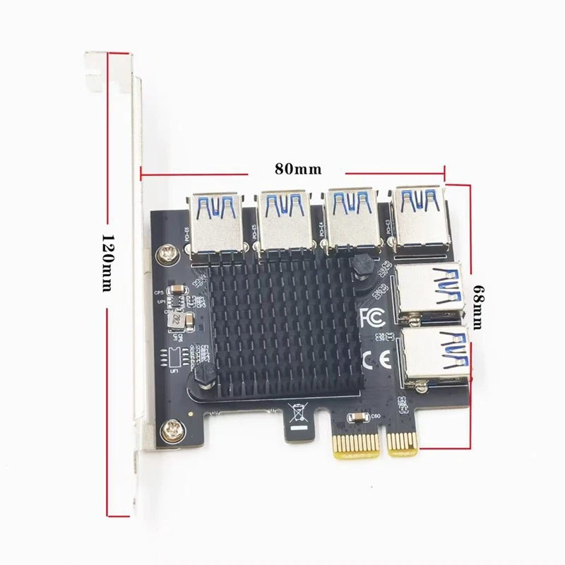 PCI-E Riser Card PCI-E 1X To 6 USB3.0 Special Riser Card Extender Pcie Converter For BTC Miner Mining