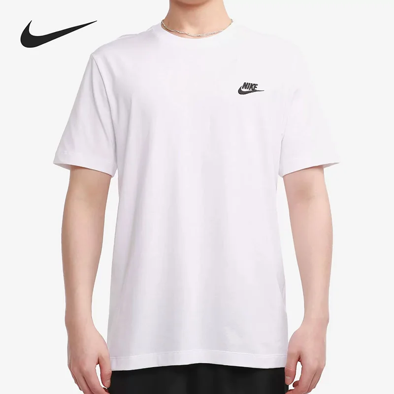 nike-ar4999-101-men's-white-cotton-short-sleeve-t-shirt-with-black-logo