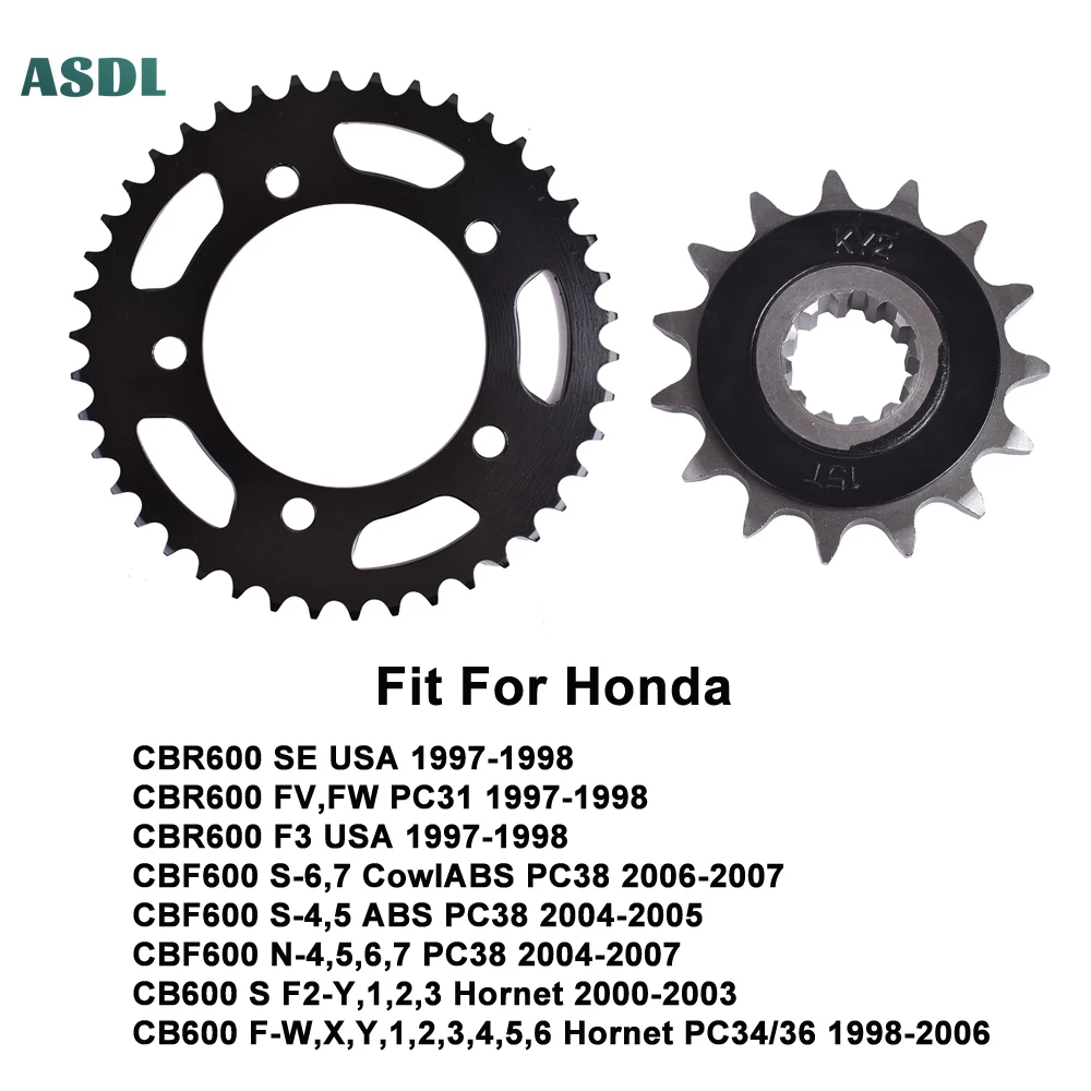 Motorcycle Front and Rear Sprockets 525 42T 15T for Honda CBR600 SE FV F3 97-98 CBF600 PC38 06-07 CB600S Hornet 98-06 CBR 600