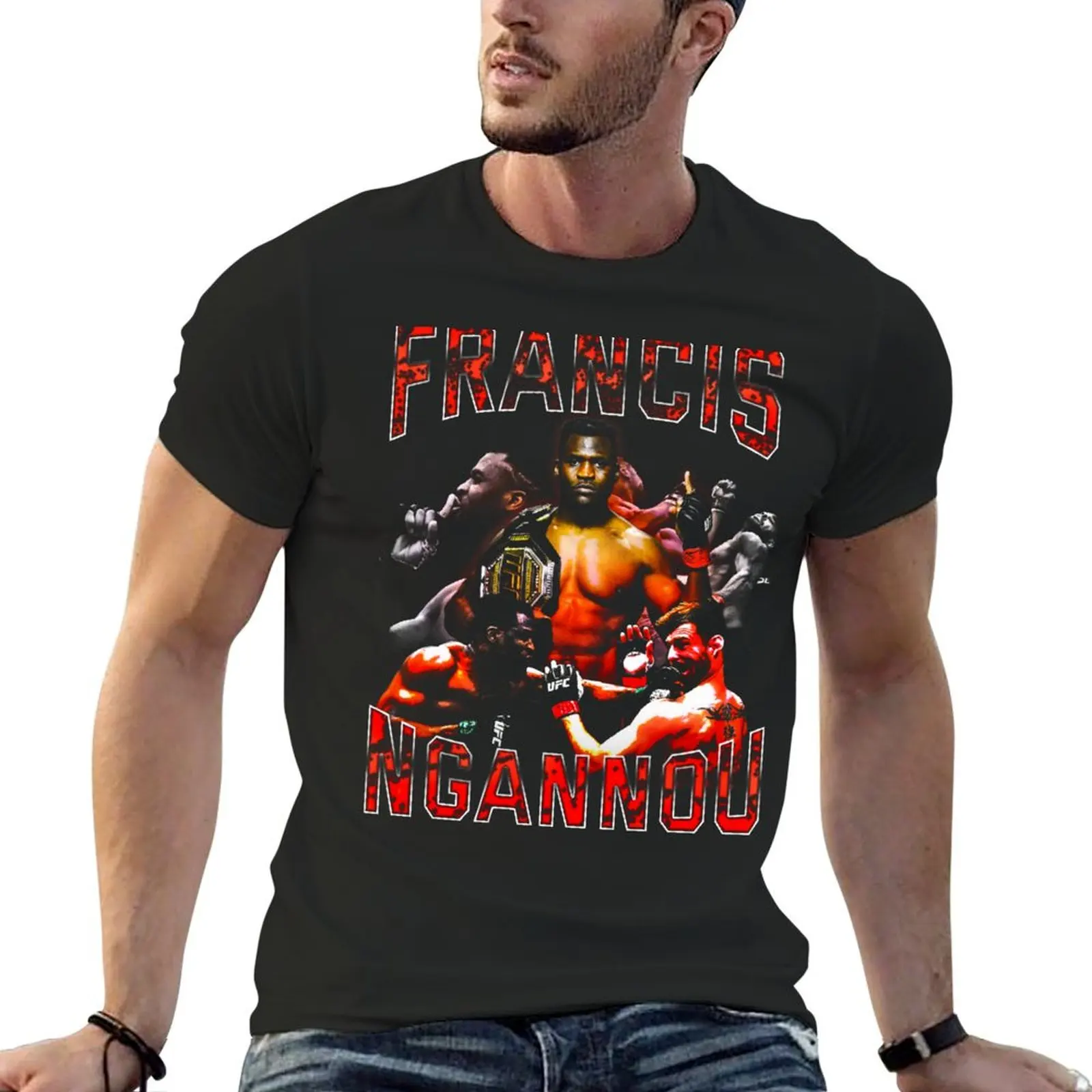 Francis Ngannou Vintage T-Shirt designer shirts quick-drying cotton graphic tees sublime black t shirts for men