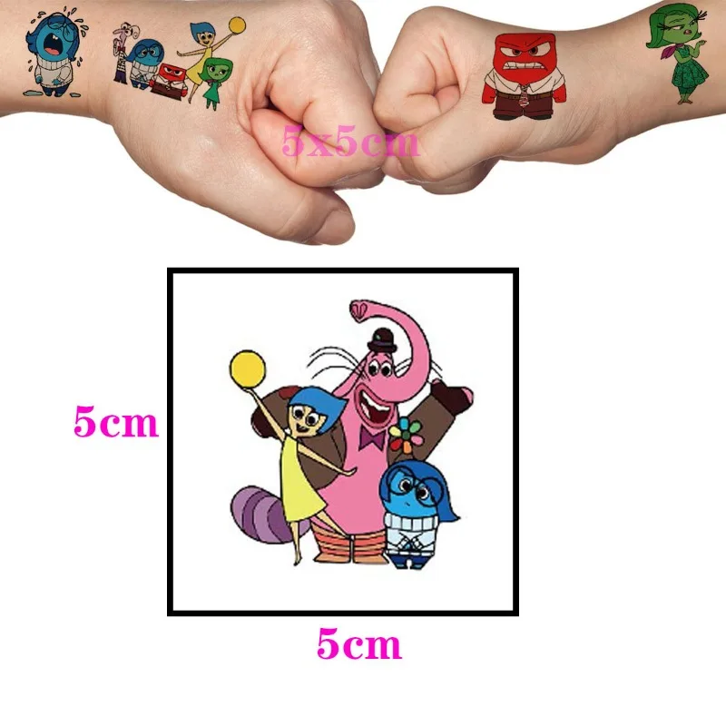 20pcs Disney Inside Out 2 Tattoo Sticker Anime Figures Joy Anger glossy Cute Waterproof Tattoo Stickers for Kids Party Supplies