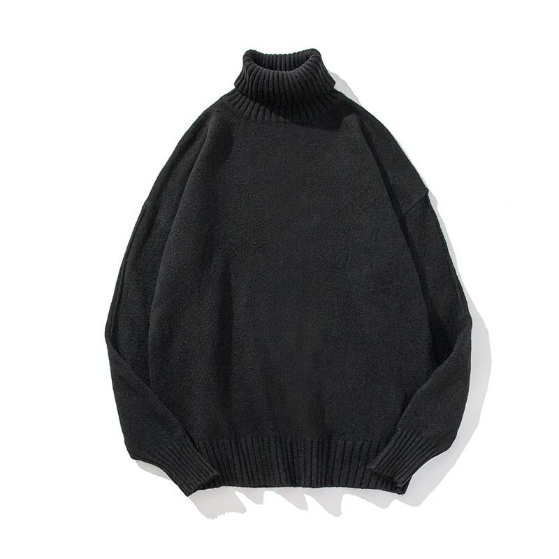 Men Oversized Turtleneck Sweaters 2024 Winter Korean Fashions Pullover Harajuku Black Knitwear