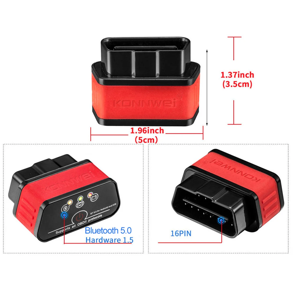 ELM327 V1.5 Bluetooth 5.0 OBD2 Scanner ELM 327 V1 5 OBDII Auto Car Diagnostic Tools ODB2 OBD 2 Code Reader for Android/PC/IOS