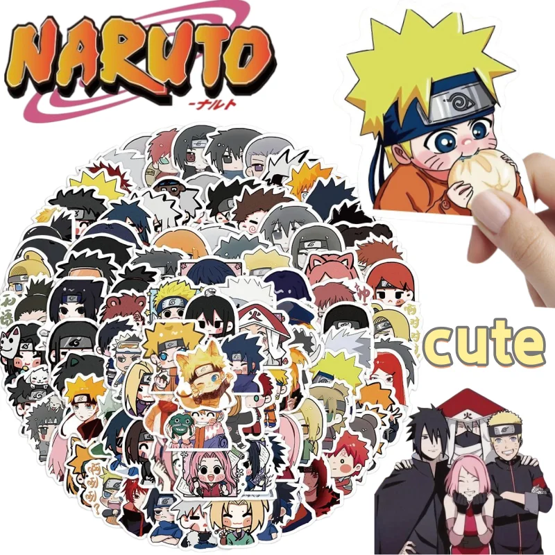 Pegatinas de Naruto, Sasuke Uchiha y Uzumaki Naruto, Lindas, de Dibujos Animados, Nuevas, Creativas, de Alta Apariencia, para Diario, Cuaderno, Manualidades