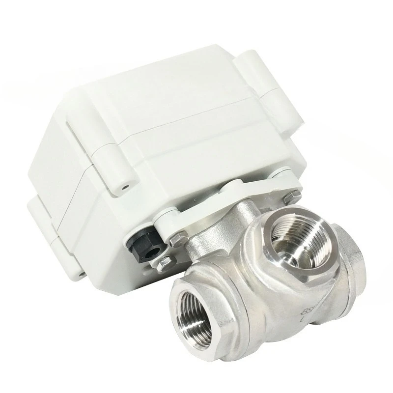 1/2 inch stainless steel three-way ball valve L type/T type with indication window switch type electric miniature ball valve