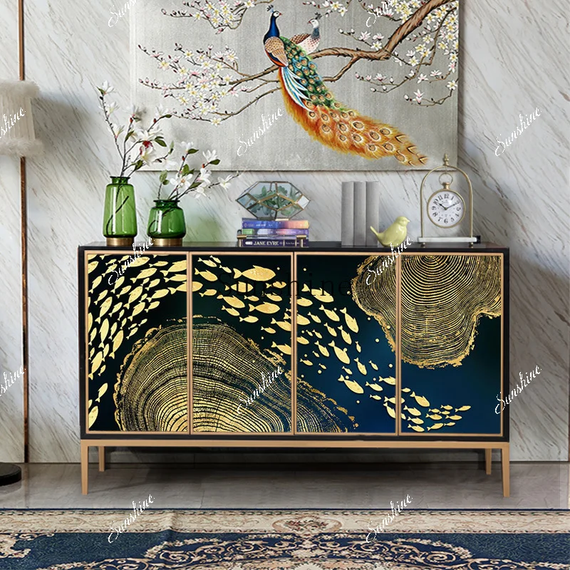 

Modern minimalist dining side glass painted furniture living room locker FT