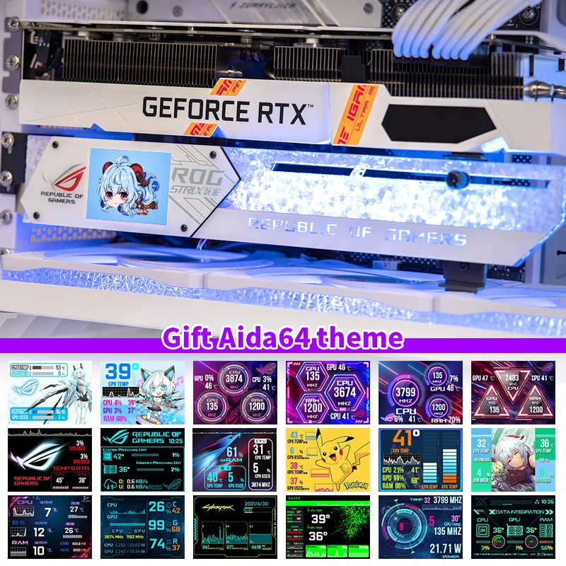 LCD GPU قوس RGB VGA دعم 2.2 بوصة عرض كشف درجة الحرارة ROG بطاقات الرسومات حامل حامل بطاقة الفيديو AURA SYNC MOD