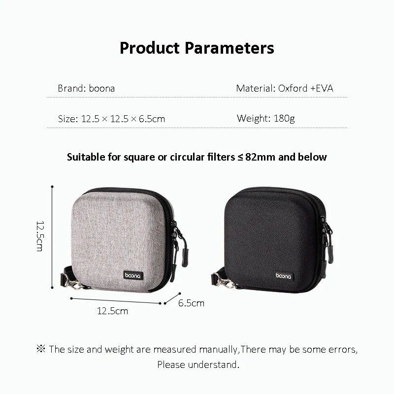 8 Pockets Hard Shell Lens Filter Bag Up to 82mm Shockproof Water-resistant Camera Filter Pouch Carrying Case for Photography