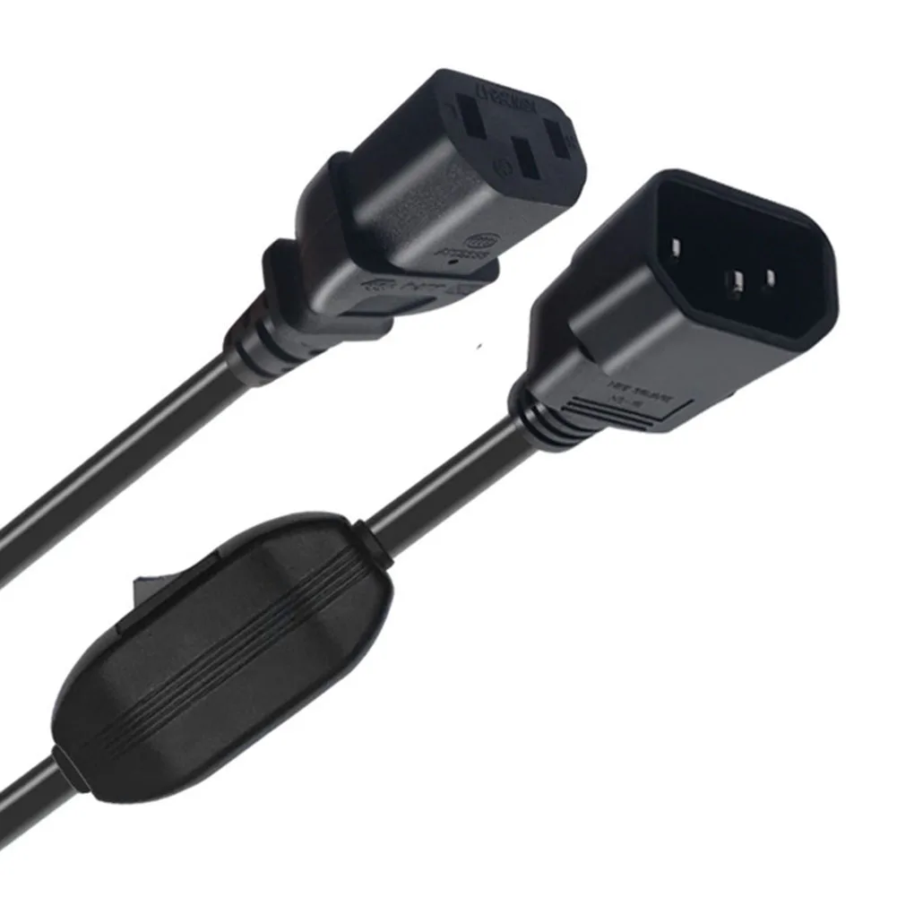 30cm C14 to C13 Power Extension Cord with 10A On Off Switch IEC320 Cable for Computer Monitor Projector Server