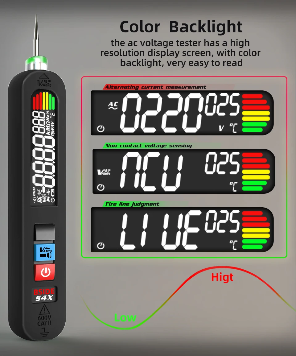 TK HOT BSIDE Spanningstester Pen 12V-300V Contactloze detectie Lekkage Live Wire Breekpuntzoeker Draagbare huishoudelijke spanning Me