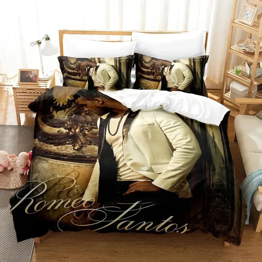 Singer Romeo Santos  Bedding Set Boys Girls Twin Queen Size Duvet Cover Pillowcase Bed Kids Adult Fashion Home Textileextile