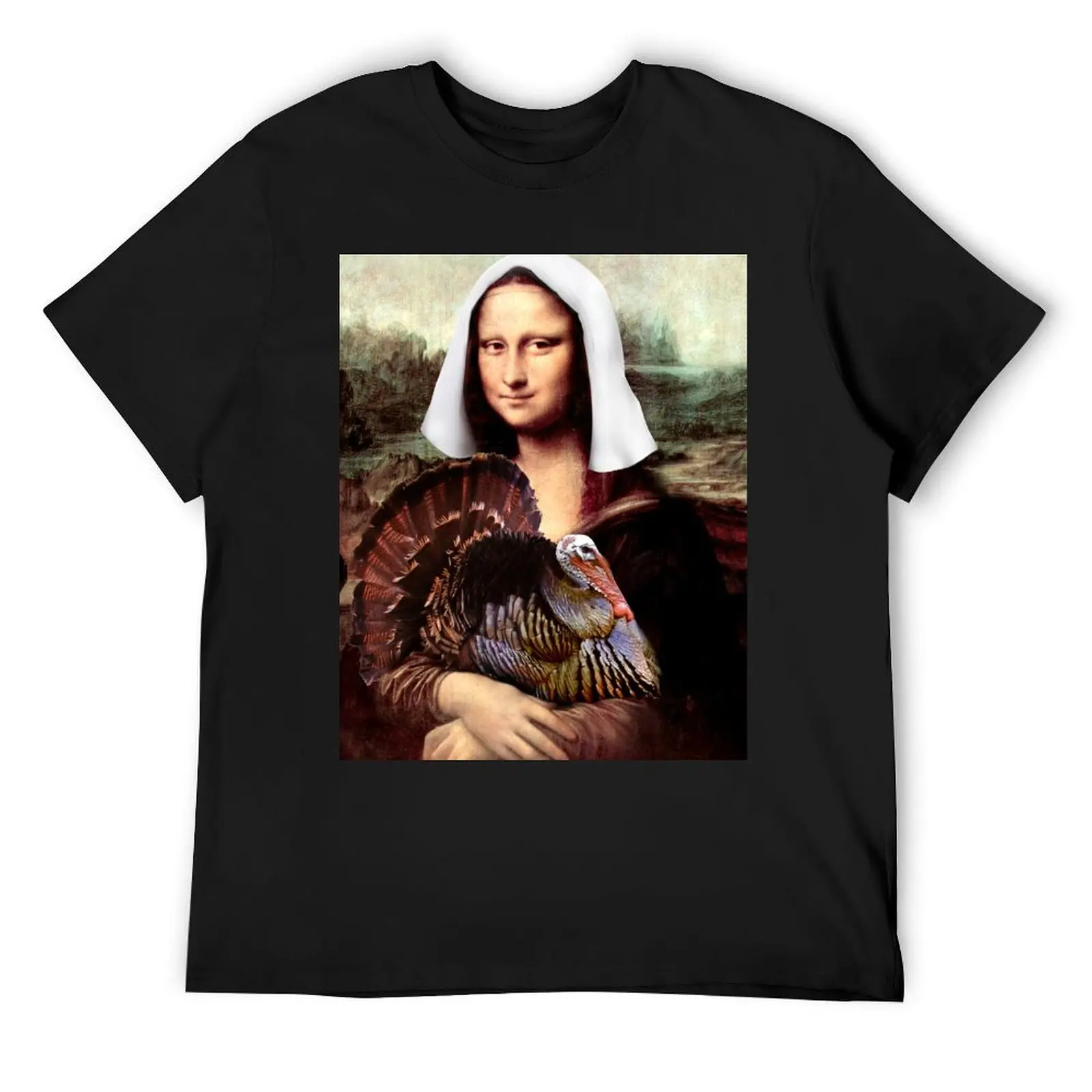 Mona Lisa Thanksgiving Pilgrim T-Shirt plus size clothes cute clothes sports fans oversized mens champion t shirts