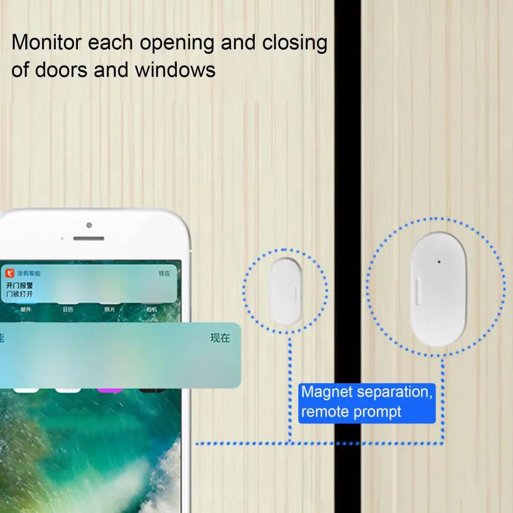 Wireless Door Sensor 1 Set Safe Magnetic ABS  Practical Wireless Door Sensor for Indoor