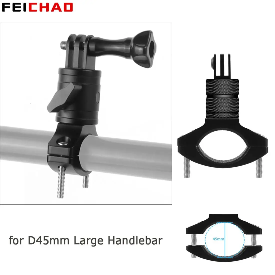 D45mm Duży klips do mocowania kierownicy Rower Motocyklowy zacisk rurowy Pokrętło anty-luźne do GoPro 13 do kamer sportowych Insta360 X4 Uchwyt — zdjęcie produktu 5