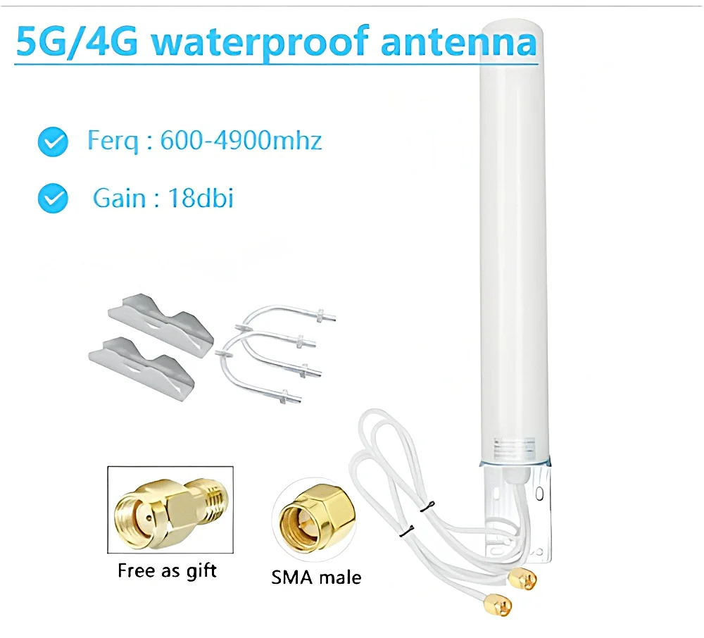 Wireless network router antenna, enhanced signal router 5G, 4G, LTE, 3G, waterproof, 18dBi dual overhead cable, all domain, WiFi