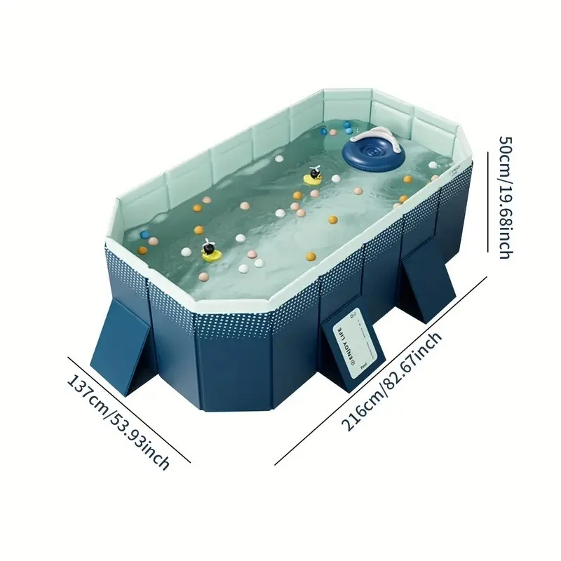 2.1m PVC Folding Pool Non inflatable Outdoor Patio Beach Garden Summer Cooling Bathing Pool For Family Kids