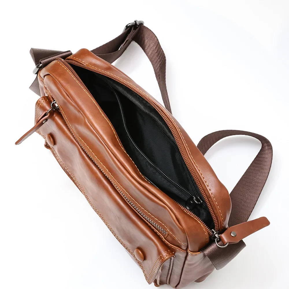 Vintage Herren Umhängetasche Modisches Design Schulter-Messenger-Taschen Herren Multi-Taschen Umhängetaschen Luxuriöse Weiche Leder Schultertasche – Detail 11