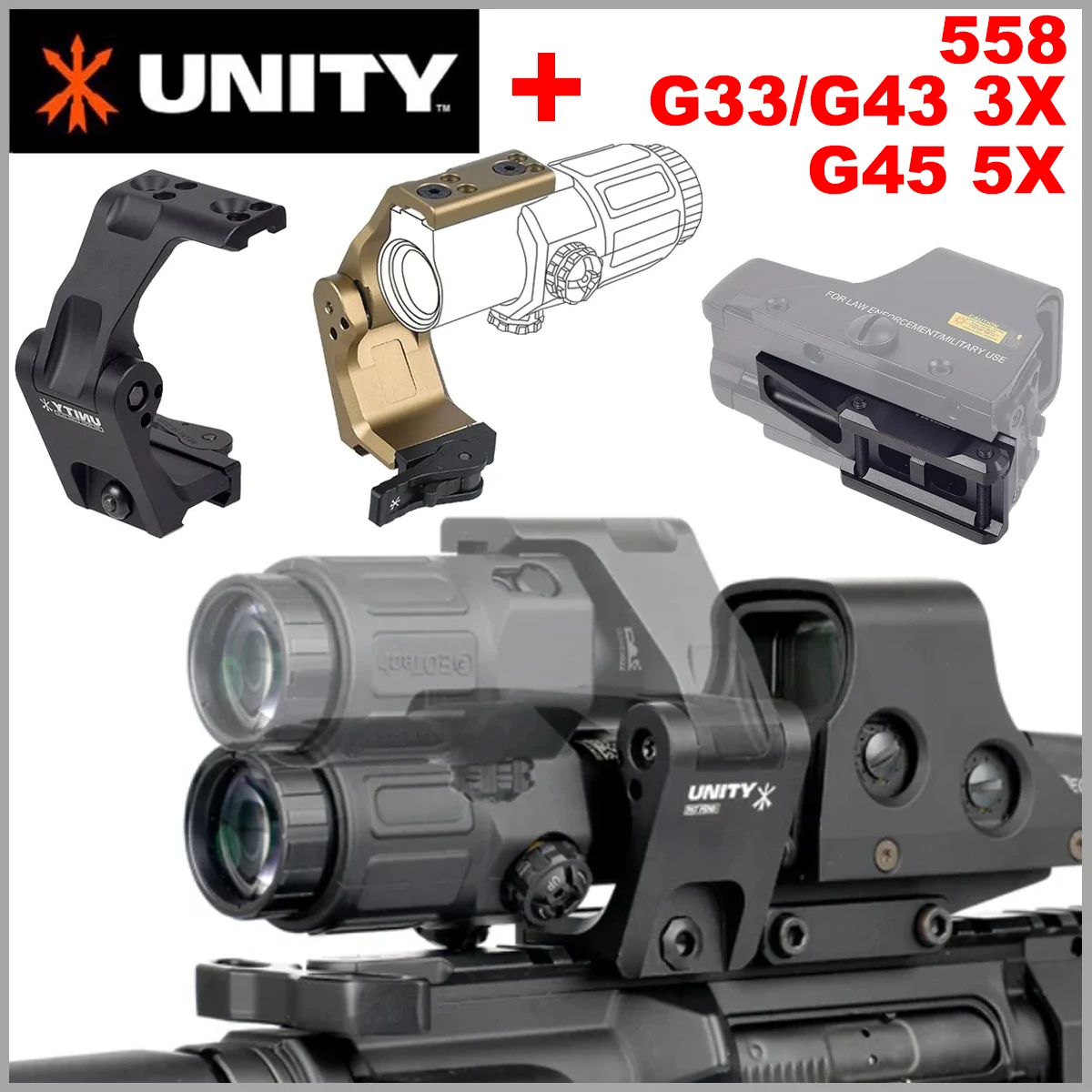 UNITY Fast FTC Mount Optic Riser Scope Mount For Eotech 551 552 553 558 Holographic Sight G33 G43 G45 Magnifier 3X 5X