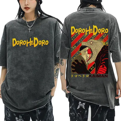 Imagen 2 del producto Camiseta lavada Vintage de Anime japonés Dorohedoro Kaiman para hombres y mujeres, camisetas gráficas de Manga geniales, camiseta gótica de terror de gran tamaño
