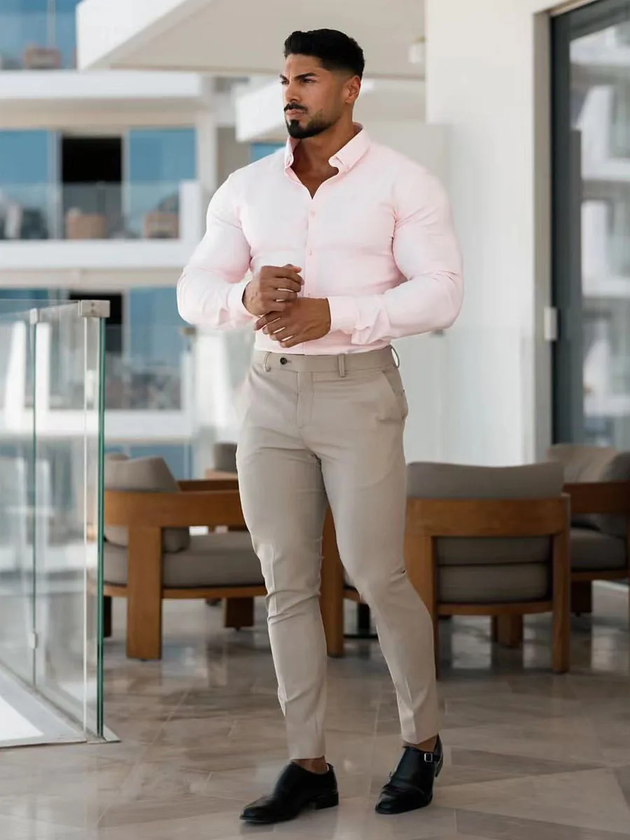 

Высокоэластичные облегающие спортивные брюки для мужчин, не требующие глажки, повседневные, деловые, без заутюживания